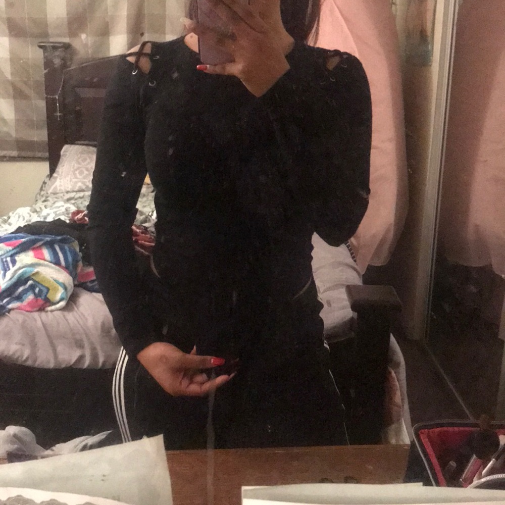 Black long sleeve body suit